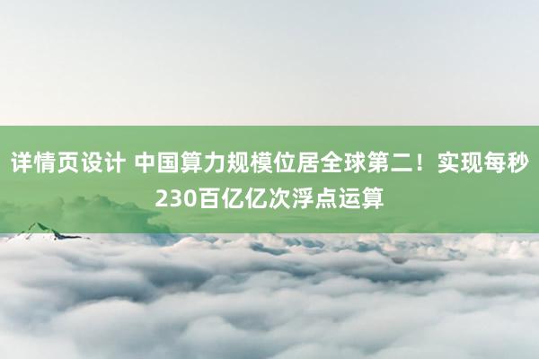 详情页设计 中国算力规模位居全球第二！实现每秒230百亿亿次浮点运算